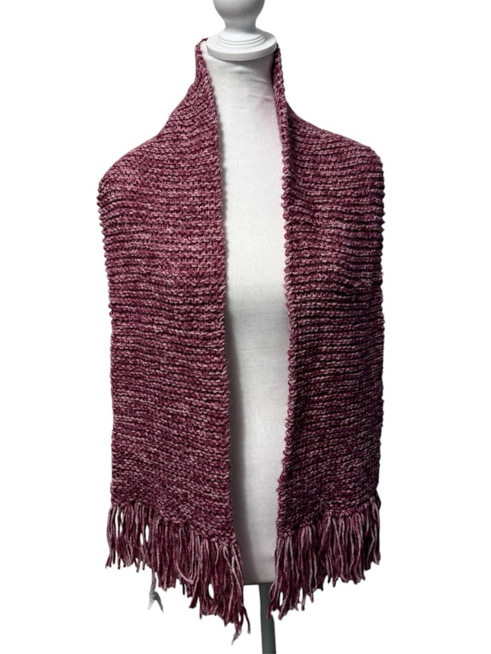 Handmade Knit Scarf Women's Wool Acrylic Blend Fringe Winter Closet Staple Cozy